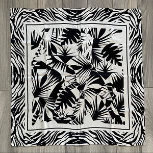 Black and white zebra strip square silk scarf